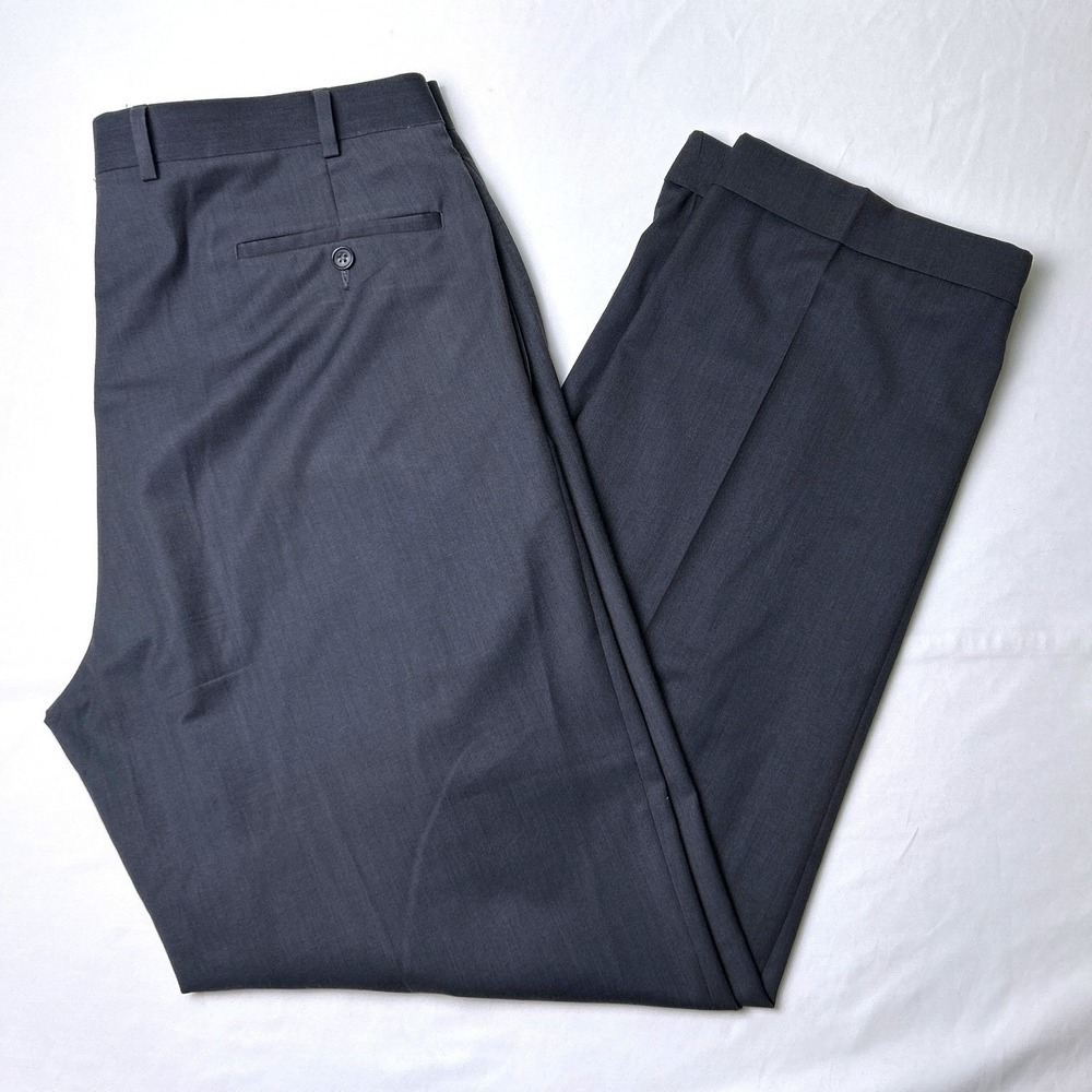 Lauren Ralph Lauren Mens Pleated Cuffed Dress Pants Size 36x32 Charcoal Grey